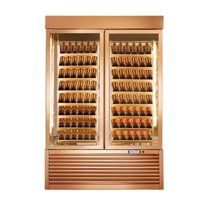 Enfriador de Botellas de Vino Dorado de Dos Puertas con Interior de Espejo para Exhibición, Modelo WR-01 - Product Image 1