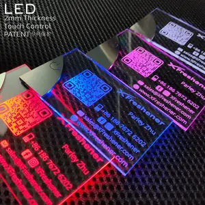 6 NEW 2022 Luxury LED Glow Business Cards Custom Plastic Transparents Business Card LED Light Tray Pink Business Card