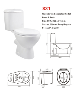 Inodoro Moderno y Económico <span class=keywords><strong>de</strong></span> Cerámica con Doble Descarga, Trampa P/S, <span class=keywords><strong>de</strong></span> Dos Piezas, para Baños <span class=keywords><strong>de</strong></span> Hotel, Lavaderos y Hogares - Product Image 2