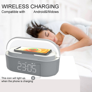Réveil numérique <span class=keywords><strong>Radio</strong></span> haut-parleur chargeur sans fil haut-parleur à Charge rapide réveil fort son Snooze affichage LED - Product Image 6