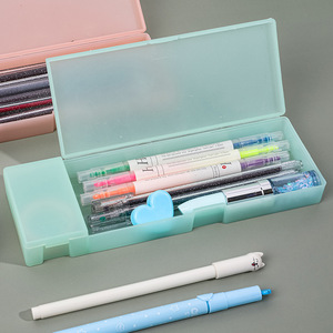 Vente en gros de trousse à crayons scolaire de grande capacité en plastique PP transparent avec deux compartiments coffrets cadeaux de <span class=keywords><strong>papeterie</strong></span> pour filles - Product Image 2