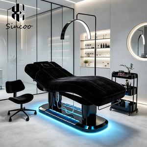 Cama de Lujo para Spa, de Terciopelo Negro, para Tratamientos Faciales, Extensiones de Pestañas, con 4 Motores Eléctricos, para Salón de Belleza - Product Image 1