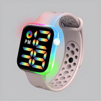 Jam Tangan Digital LED Plastik Baru Grosir, Jam Tangan Sport Elektronik Fashion untuk Pelajar dan Pasangan, Jam Tangan Keren Warna-warni Pelangi