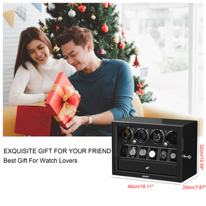 Scatola di Lusso per <span class=keywords><strong>Orologi</strong></span> Meccanici Automatici, Espositore in Pelle Nera per 4 <span class=keywords><strong>Orologi</strong></span>, <span class=keywords><strong>Carica</strong></span> Automatica - Product Image 5