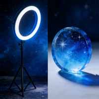 Luz de Relleno RGB para Transmisión en Vivo y Fotografía de Selfies, Temperatura de Color Ajustable 2500K-9900K, Control Táctil Remoto, Triple Anillo ABS