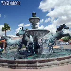 Wondecor 2021 인기있는 야외 풍경 대형 거대한 큰 청동 말 조각 동상 분수