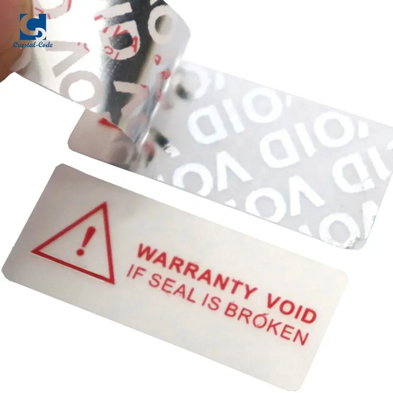 Nhãn dán giả mạo nhãn niêm phong mở bằng chứng cho in laser chất lượng cao rõ ràng tùy chỉnh void chống hàng giả nhãn an ninh
