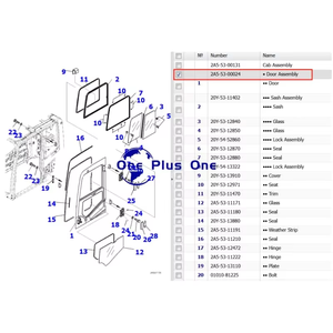 Komatsu PC210-10 PC240-11 PC290-11 굴삭기 용 원래 핫 세일 도어 어셈블리 2A5-53-00024 택시 도어 어셈블리 - Product Image 6