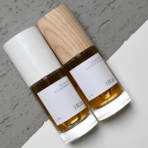 Luxe Cologne Fles Met Houten Dop Ronde Spray Parfum Glazen Fles 30Ml 50Ml 100Ml Botol Parfum