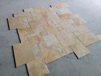 Fournisseur d'usine, travertin doré, motif français, travertin jaune, carrelage et mosaïque