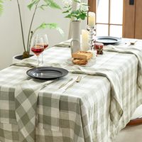Motif imprimé 100% lin nappe couverture tissu pour événement vérifié pur lin lin Rectangle