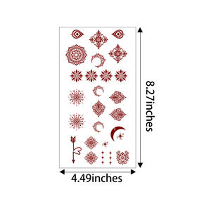 Autocollants de <span class=keywords><strong>tatouage</strong></span> au henné rouge pour tout le corps, transfert d'eau, logo personnalisé, fête, mariage, spécial, imperméable, longue durée, facile à appliquer - Product Image 6