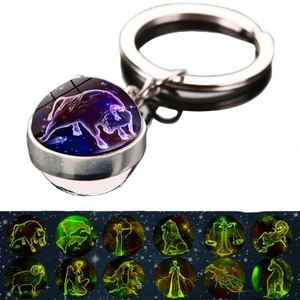 New Arrival 12 Zodiac Sign Keychains <b>Sphere</b> <b>Ball</b> Crystal Key Chains Key Rings Scorpio Leo Aries Constellation for Birthday Gifts - Product Image 1
