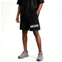 Shorts pour hommes AMLClever Premium 275GSM en coton épais 100% coupe ample avec taille élastique et cordon de serrage pour le streetwear, la randonnée et les voyages
