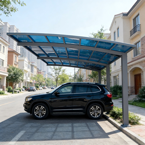 Abri de voiture moderne simple en aluminium <span class=keywords><strong>et</strong></span> polycarbonate, imperméable, à structure cantilever, pour une seule voiture, avec un design durable - Product Image 6