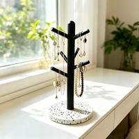 Support à bijoux en métal en forme d'arbre avec base en terrazzo, organisateur de rangement pour comptoir de cuisine, porte-tasses de comptoir