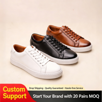 Chaussures blanches rétro pour hommes en cuir véritable à semelle souple, grandes tailles, faible MOQ