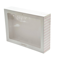 Boîtes en carton imprimées en couleur, blanches, rayées roses, pour pâtisseries, boîtes cadeaux personnalisées pour desserts de boulangerie avec fenêtre