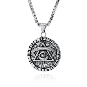 yunnique cross-border personalized retro Egyptian geometric round pendant Horus Eye necklace Dongguan factory whole - Product Image 5