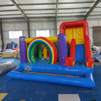 Tobogán Inflable Comercial Ecológico de PVC, Trampolín Rojo y Azul para Niños, Parque Infantil al Aire Libre, Fiesta de Cumpleaños