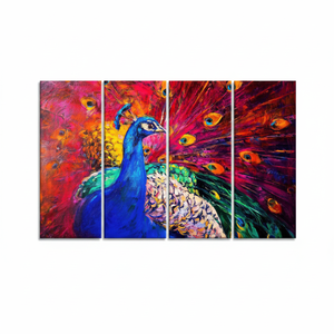 Tableau sur toile Paon coloré : Impression vibrante pour grande décoration murale, LOT DE 4 TOILES - Product Image 2