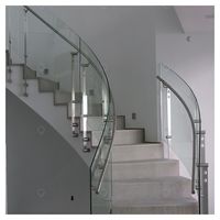 Prima Französisches Zeitgenössisches Elegantes Gebürstetes Aluminium UV-Beständiges Kindersicheres Präzisionsgebohrtes Glasgeländer für Treppen und Villen