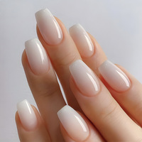 Faux ongles ballerine ombrés français, dégradé blanc, forme cercueil, vente en gros, fournisseur d'ongles