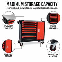 Armoire à outils mobile robuste à 7 tiroirs, chariot à outils roulant en acier inoxydable, idéal pour garage et atelier