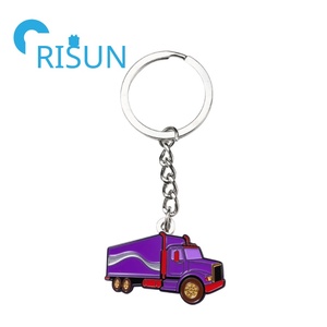 Chariot élévateur personnalisé en usine camion à plat émail pendentif porte-clés Llavero Logo personnalisé camion remorque porte-clés chariot élévateur porte-clés - Product Image 3