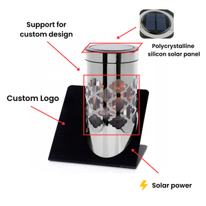 Custom Design Wholesale Znicz Solarny Paris LED Silver Metal Handmade Waterproof Eco-Friendly Premium Cemetery <strong>Lantern</strong> - Product Image 2