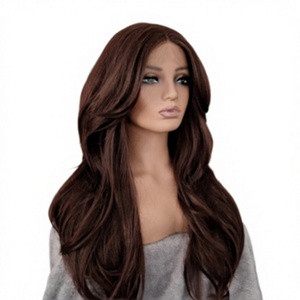 Peluca de Cabello Humano Natural Color Castaño Ondulado con Capas, Encaje Frontal HD, Sin Pegamento, Pre-Desplumada, Suministro Directo de Fábrica - Product Image 1
