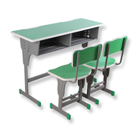 Ensemble de bureau et chaise double moderne et durable en métal et bois pour salle de classe (vente en gros)