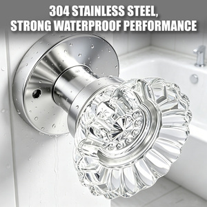 TIANYI Luxury Clear Crystal <b>Door</b> <b>Knob</b> Round Rosette Fluted Glass Interior Room Wardrobe Premium Wooden <b>Door</b> Handle Locksets - Product Image 4