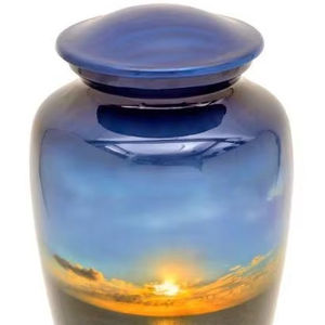 Vente en gros d'urne funéraire personnalisée en aluminium pour adultes et bébés vue sur la plage souvenir de crémation en métal pour les services funéraires - Product Image 1