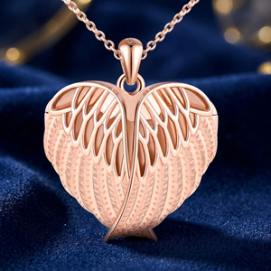 Collier Cœur Aile Double Couche en Laiton Tendance, Pendentif Amour Personnalisé, Anniversaire, Fait Main pour Femme, Produit en Gros, Plaqué Or 18K - Product Image 3