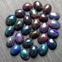 Opalines noires naturelles en gros, cabochons ovales polis, pierres brutes pour la fabrication et la sertissage de bijoux