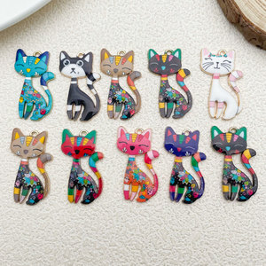Colgante de Aleación con Forma de Gato, Color Mixto, 30x18mm, para Niños, para Fiestas, para Collar, Pulsera, Pendientes, Llavero, Funda de Teléfono Móvil - Product Image 5