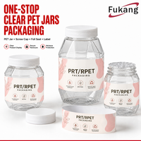 Bocaux carrés en RPET transparent personnalisés pour emballage de détail, avec couvercle et étiquette couleur personnalisés, conformes aux normes alimentaires, service d'approvisionnement direct usine, lot de bocaux PET avec couvercles