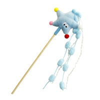 Jouet interactif pour chat : Baguette de chat avec étoile et lune, longue tige, pompon, poupée en peluche couleur bonbon, pour usage intérieur, fournitures pour animaux de compagnie, style varié