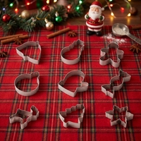 Ensemble de moules à biscuits en acier inoxydable multi-formes sur le thème de Noël, accessoire de pâtisserie DIY pour la maison, pour la préparation de desserts de fête