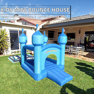 Château gonflable bleu, mini château de saut pour enfants, portable, pour jouer à l'intérieur et à l'extérieur - Product Image 2