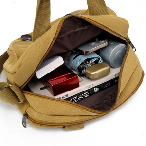 Vintage Men's Canvas Bag Simple Business Travel Shoulder Handbag Large Capacity Crossbody <b>Backpack</b> for Outdoor Trip - Product Image 2
