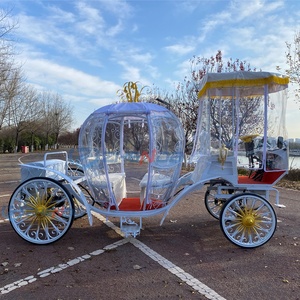 Chariot de luxe électrique de haute qualité en forme de citrouille avec rideau de pluie, chariot royal tiré par des chevaux, chariot de mariage à vendre - Product Image 6