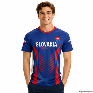 T-shirt respirant à manches courtes et col rond pour homme, coupe ajustée, édition spéciale Jour National de la Slovaquie 2026 - Product Image 1