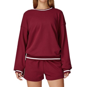 Conjunto Deportivo Informal de Algodón de Alta Calidad con Logotipo Personalizado, Sudadera Holgada y Pantalones Deportivos para Mujer, Cuello Redondo, Transpirable - Product Image 3