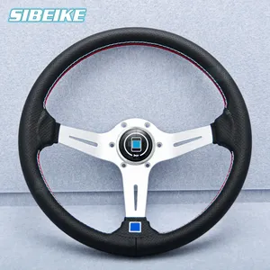 Volante deportivo JDM de 350MM, volante de carreras de deriva clásico Universal, volante de cuero para Rally, accesorios para coche