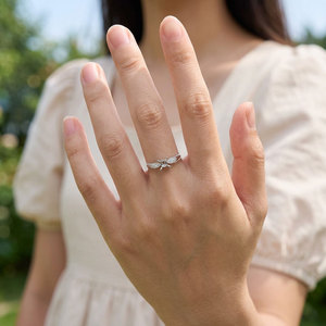 Anillo de Diseño de Hoja de Alta Calidad, Anillo de Oro Blanco de 18K con Diamante Natural, Anillo de Compromiso Solitario Semi-Montado para Mujer, Regalo de Aniversario - Product Image 6