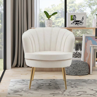 Fauteuil de salon confortable de style nordique, design ergonomique, pour chambre à coucher, avec pieds en métal blanc, fauteuil en velours, fauteuil d'appoint