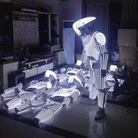 Светодиодный костюм робота с LED-подсветкой для сценических выступлений, унисекс, полиэстер, для ночных клубов