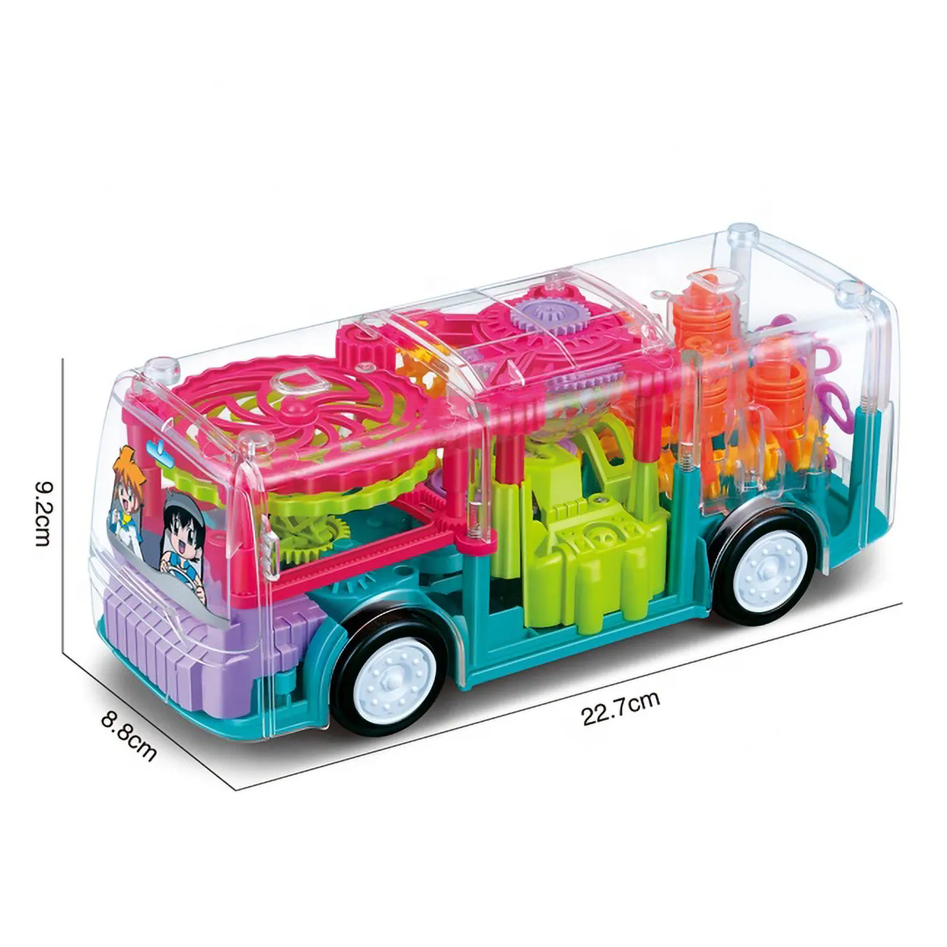 キッズ透明ギアカー電気ユニバーサルミュージックライトシミュレーションモデル赤ちゃんキッズおもちゃバス